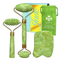 3-Piece Jade Roller & Gua Sha Anti-Aging Facial Massage Set