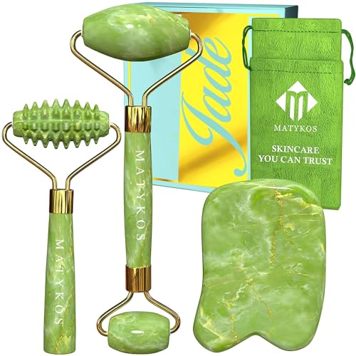 3-Piece Jade Roller & Gua Sha Anti-Aging Facial Massage Set — Image 7