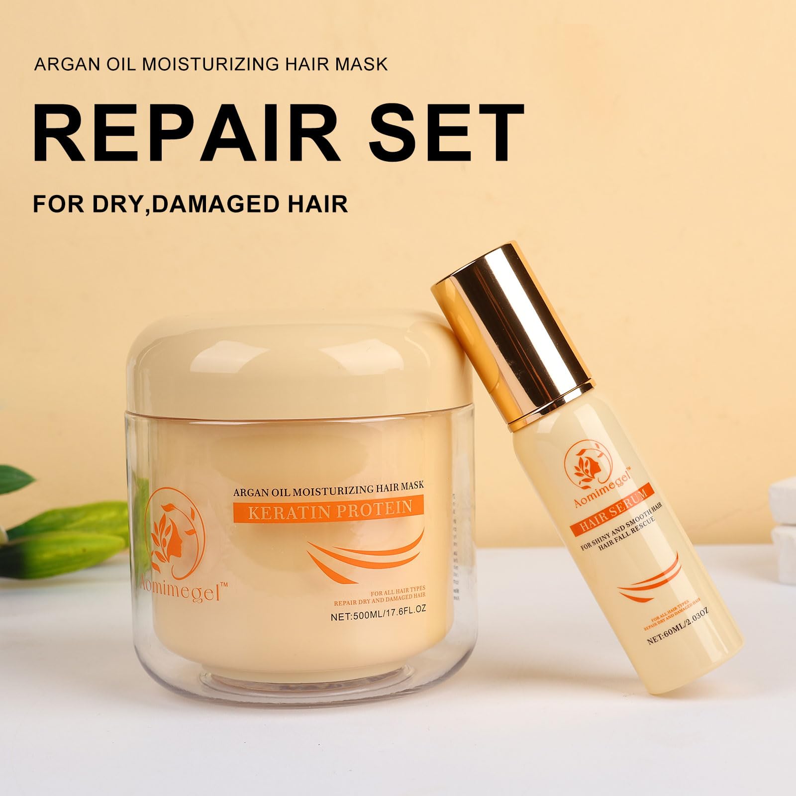 Argan Oil Deep Repair Hair Mask Set — 16.9 oz + 2 oz Travel Size — Image 2
