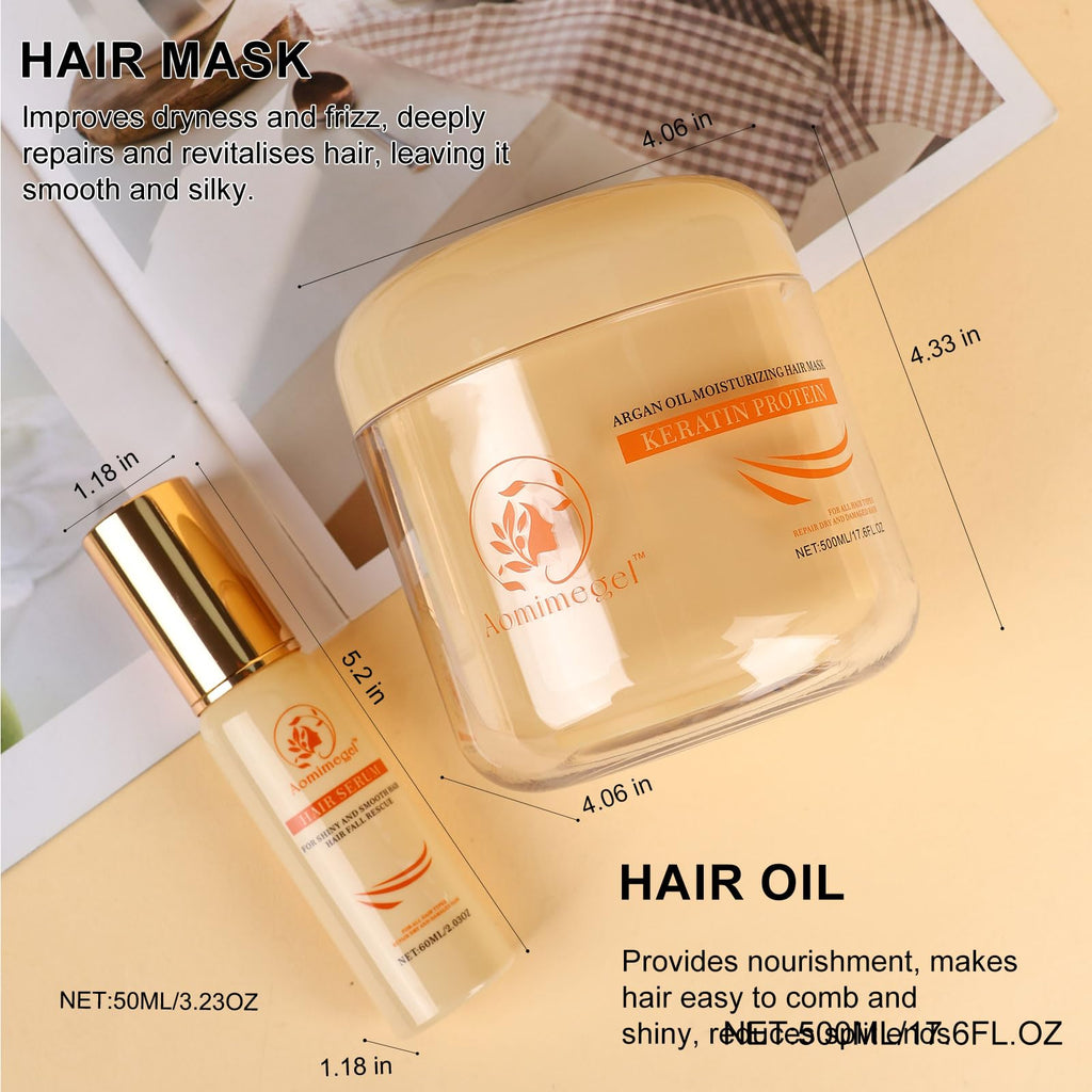 Argan Oil Deep Repair Hair Mask Set — 16.9 oz + 2 oz Travel Size — Image 5