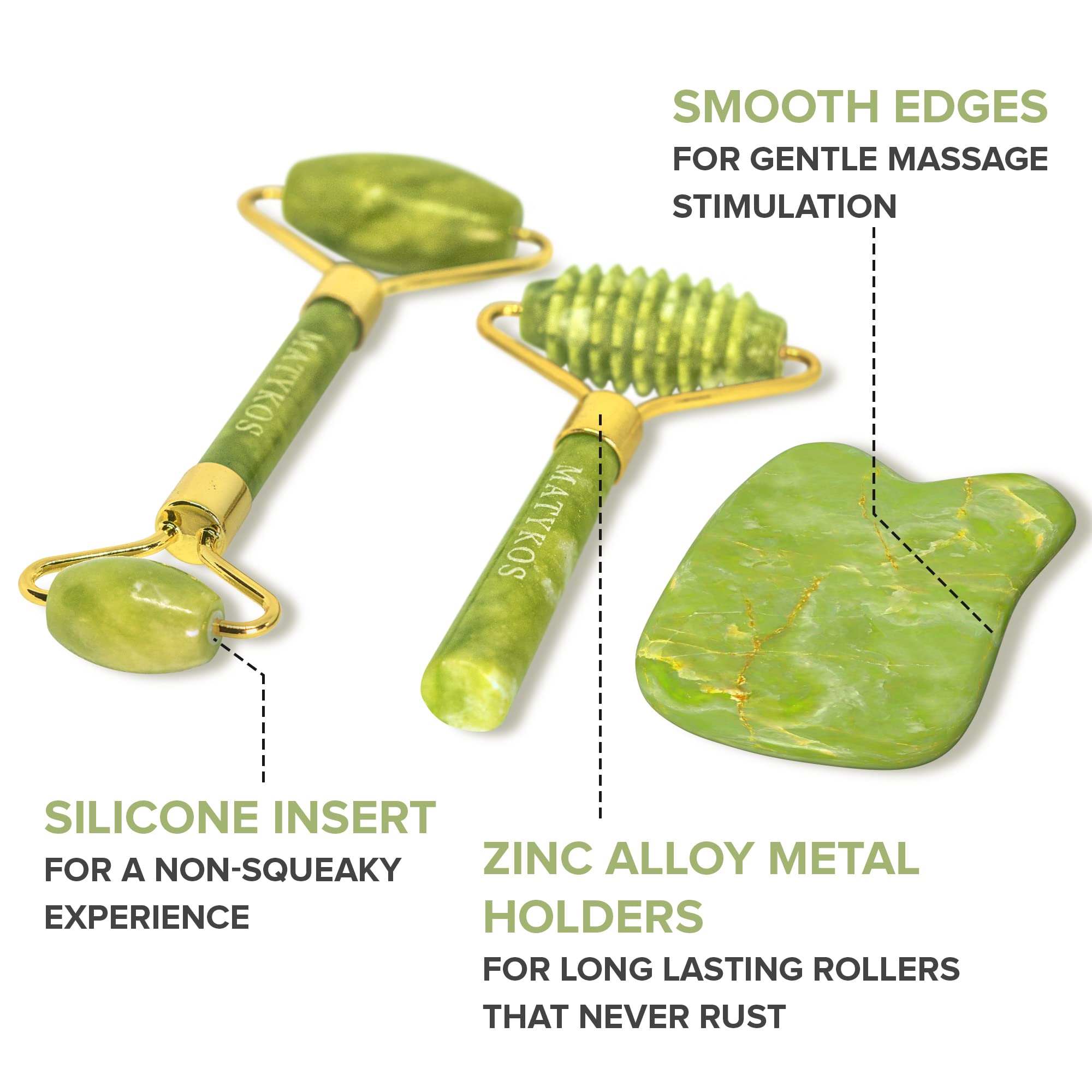 3-Piece Jade Roller & Gua Sha Anti-Aging Facial Massage Set — Image 4