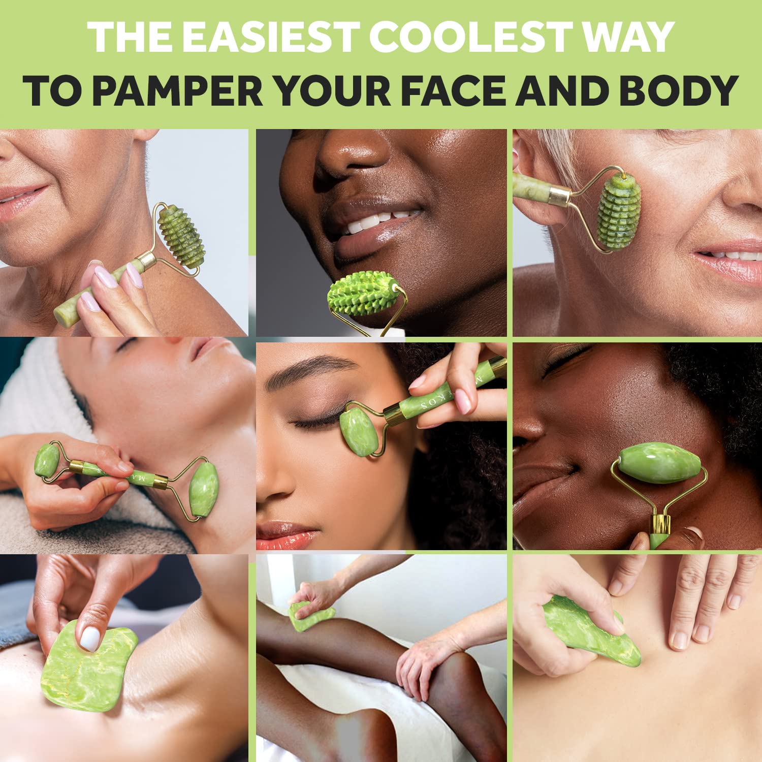 3-Piece Jade Roller & Gua Sha Anti-Aging Facial Massage Set — Image 5