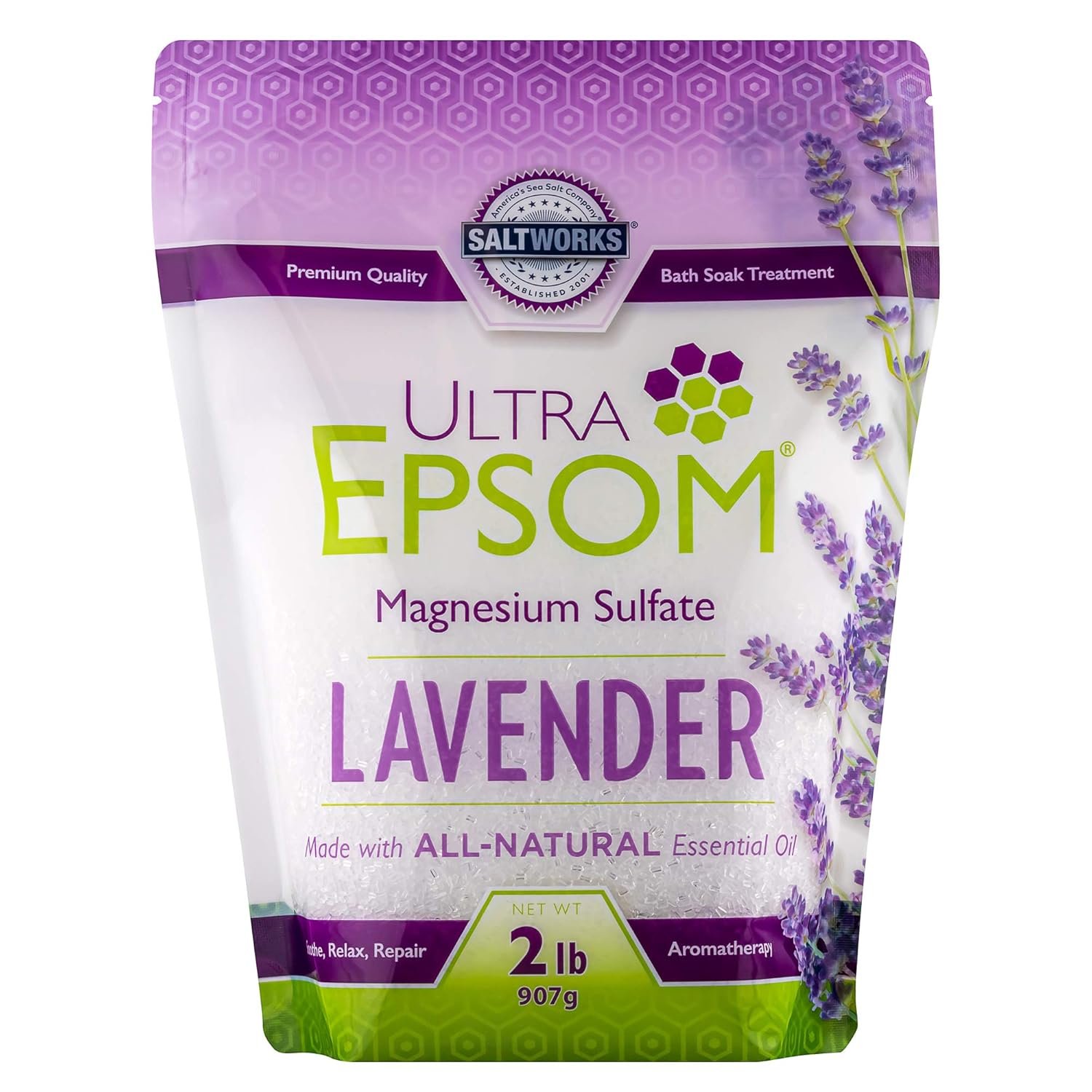 Lavender Epsom Bath Salt — 2 lb Resealable Bag