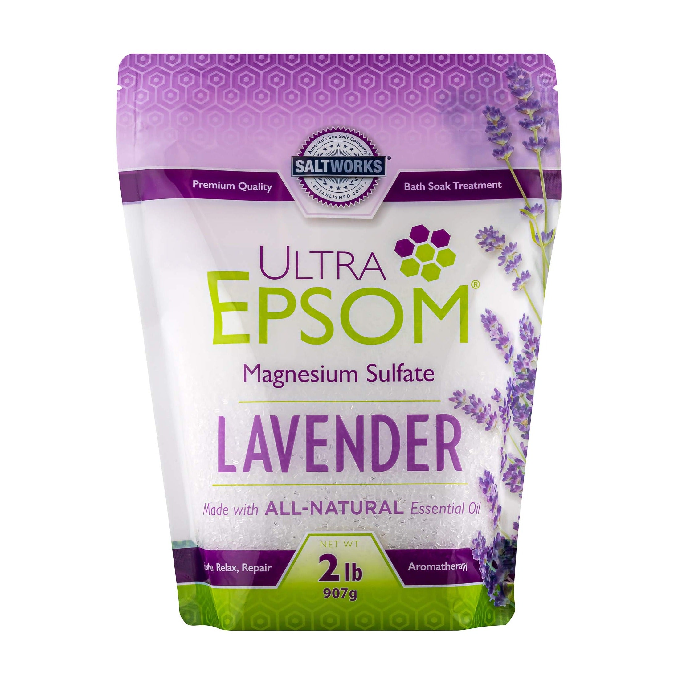 Lavender Epsom Bath Salt — 2 lb Resealable Bag